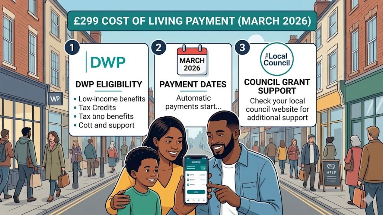 £299 Cost of Living Payment March 2026: DWP Eligibility, Payment Dates & Council Grant Support